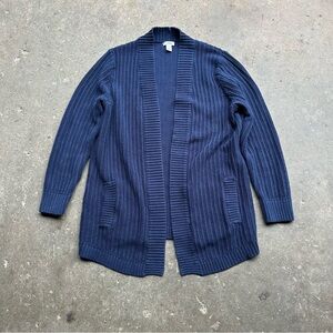 L.L.Bean Navy Knit Cardigan 100%cotton sz SP
